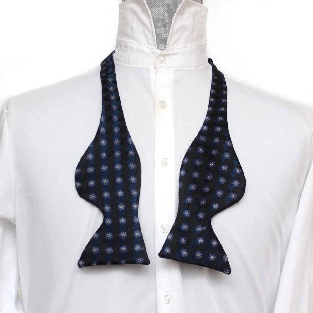 Men's Self-tied Large Bow Tie Navy Blue Silk Butterfly Bowtie Big‎ bow tie S564